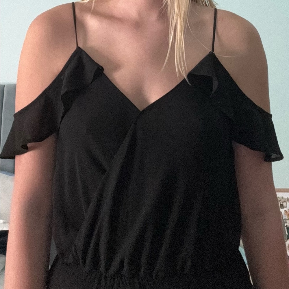 Women's Black Cold Shoulder Bodysuit